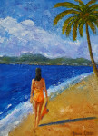 Girl on the beach 40x30cm acrylic  with frame (sold)