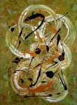 Composition in green 80x60x4cm gold, green etc. (sold)