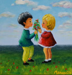 Retro art for kids II  20x20cm acrylic on canvas with frame