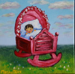 Retro art for kids I  20x20cm acrylic on canvas with frame
