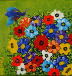 Florals XXI  20 x 20 cm acrylic on canvas with frame