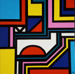 House vision 50 x 50 cm acrylic on canvas with frame (sold)