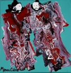 Chinese couple 20 x 20 cm acrylic on canvas with frame