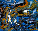 Composition in blue 24  x 30  cm acrylic paint on canvas