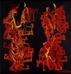 Exotic figures IV 30x30cm acrylic paint on canvas with frame
