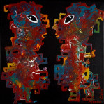 Exotic figures XIII 30x30cm acrylic paint on canvas with fr.