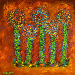 Cactus flowers 90 x 90 x 4 cm acrylic paint on canvas