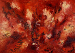 Who's afraid of red, gold, cream and black 107x147cm (sold)