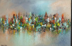 City View acrylic paint on canvas with frame (sold)