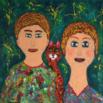 It's Mom, Dad and me 90 x 90 x 4 cm acrylic paint on canvas